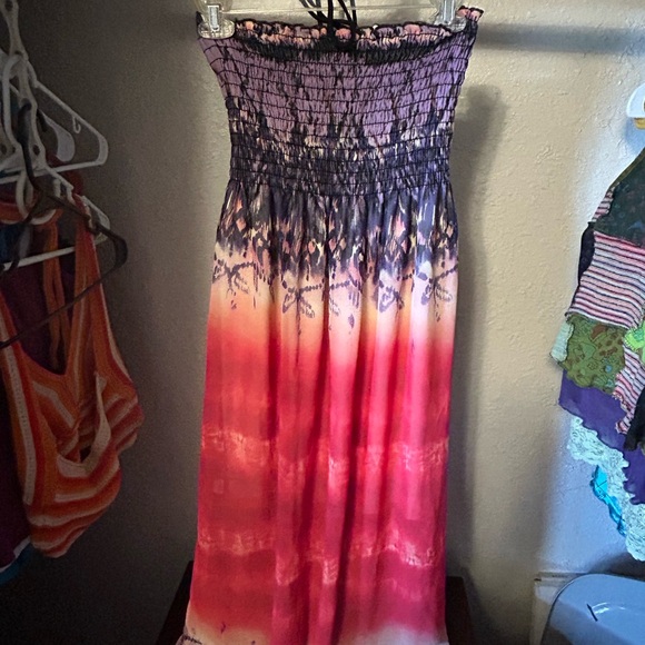 Purple and Red Ombre Strapless Dress - Picture 2 of 3